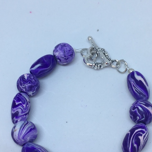 Unique Handmade Polymer Clay Bead Bracelet - Picture 3 of 5